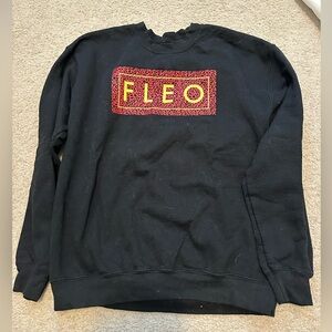 Fleo Black Crewneck Sweater with Red Logo
